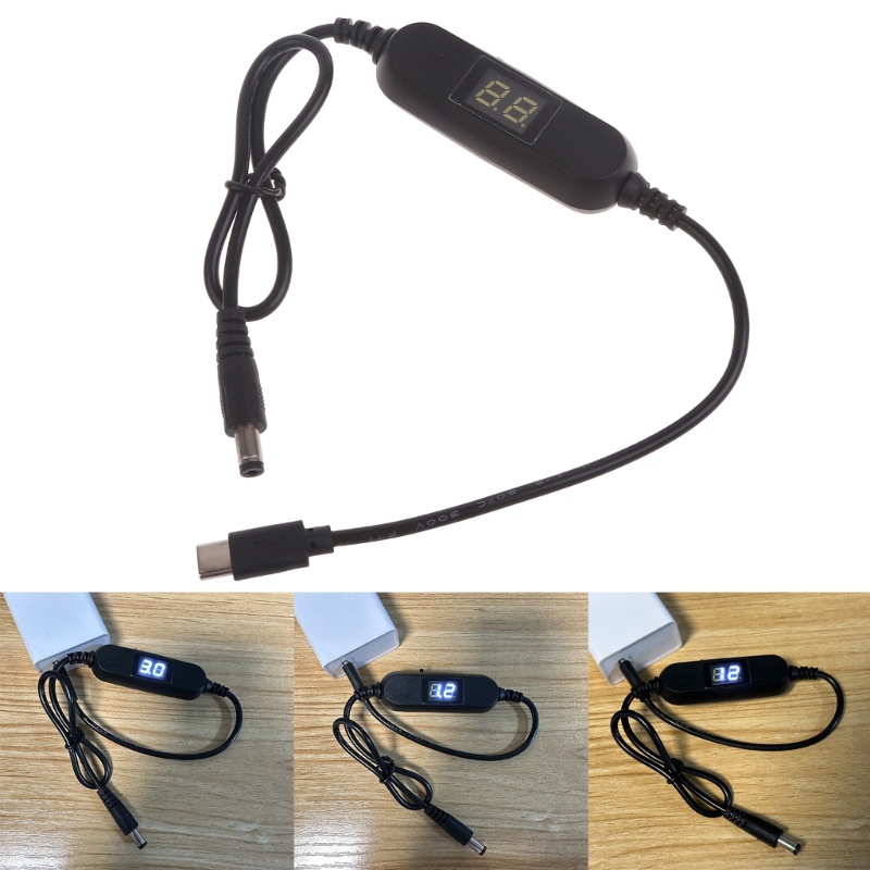 Cre USB C 至 2V 3V 4 5V 6V 7 5V 9V 12V 調節電壓顯示電纜,適用於玩具遊戲 LED 燈