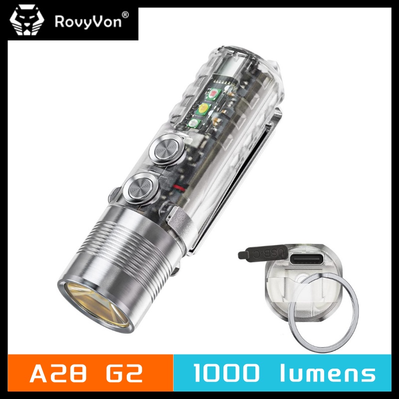 Rovyvon Aurora A28 高 CRI EDC 手電筒 1000 流明可充電 4500K 中性白 90+ CR