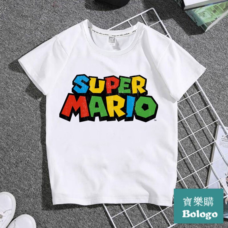 超級瑪利奧馬里奧T恤親子裝 學生遊戲周邊短袖瑪莉歐童裝母女裝