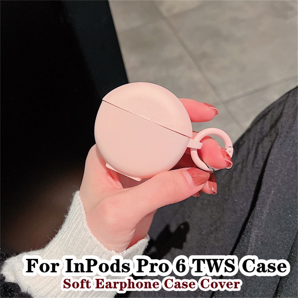【超值】適用於 Inpods Pro 6 TWS 保護套簡約純色粉色和藍色適用於 InPods Pro6 保護套軟耳機保
