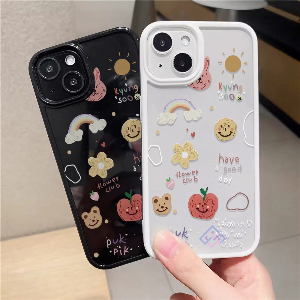 笑臉塗鴉小熊iPhone17pro手機殼全包16Pro姐妹XS軟殼xr/15/8plus防摔亞克力保護殼11pro/12