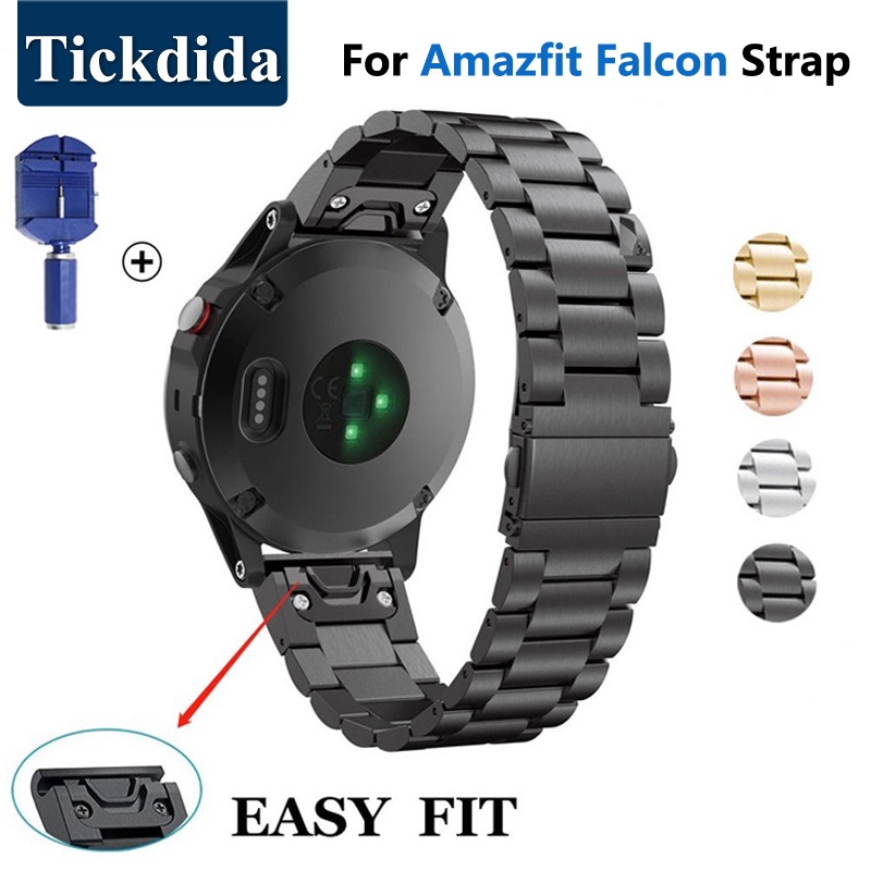 適用於華米 Amazfit Falcon 金屬快拆錶帶適用於 Amazfit Falcon 不銹鋼錶帶