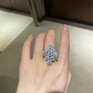 菱形滿鑽鋯石戒指女簡約氣質百搭開口指環