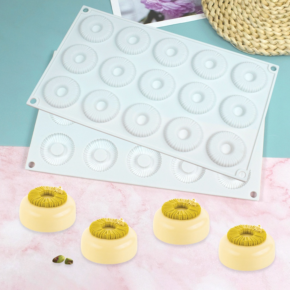 15腔花形甜甜圈矽膠模具翻糖蛋糕模具diy巧克力烘焙工具蛋糕裝飾配件烤盤