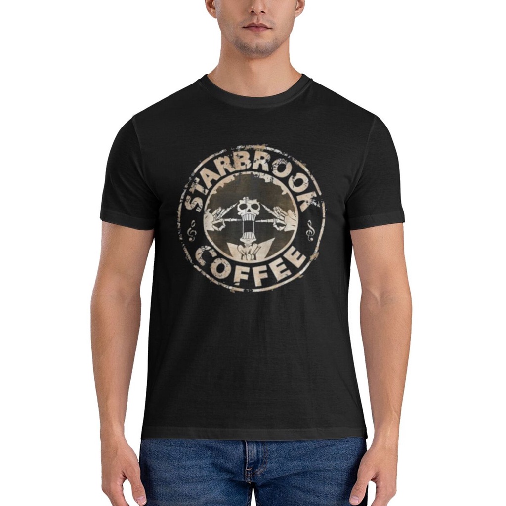 海賊王 Starbrook Coffee Grunge Art 日本動漫靈魂骷髏布魯克路飛佐羅夏季 T 恤