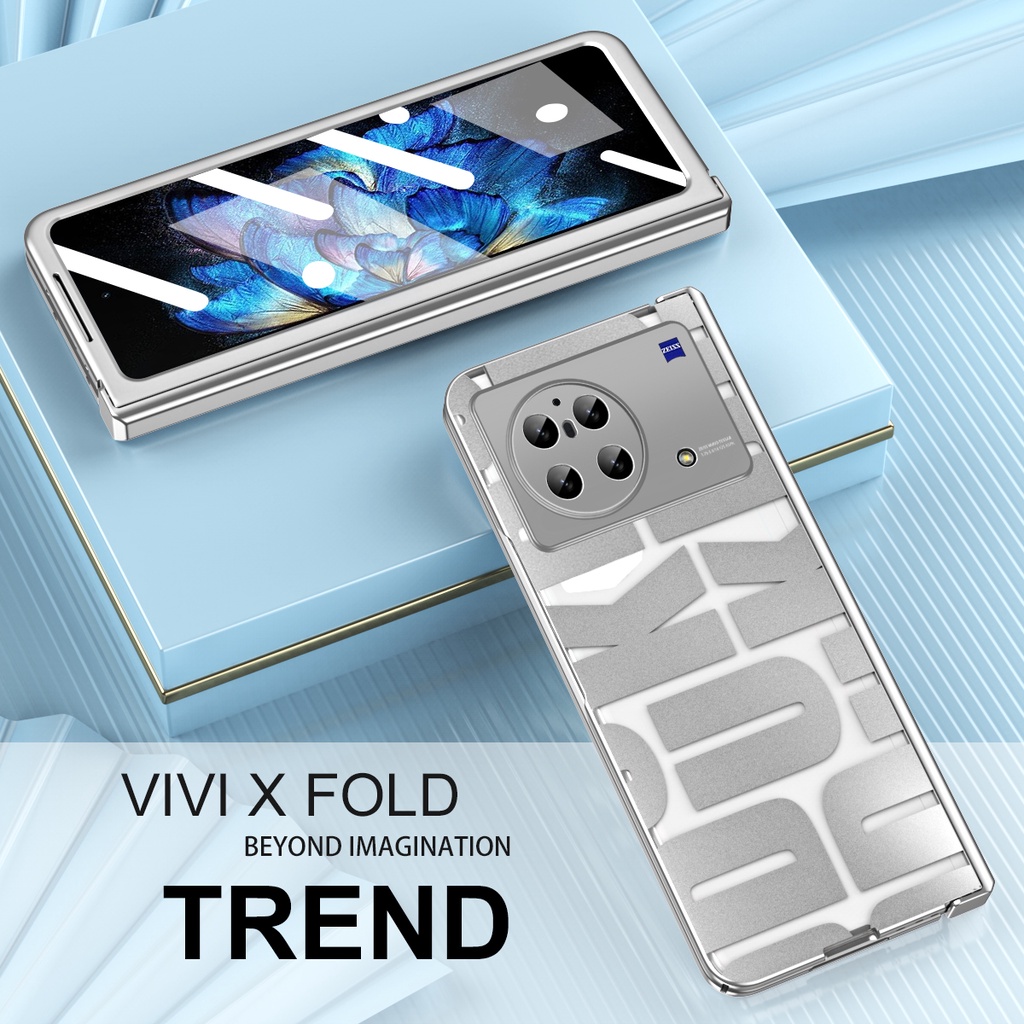 適用於 Vivo X Fold 防震全保護殼適用於 Vivo X 折疊帶屏幕鋼化玻璃透明耐用時尚可折疊保護套