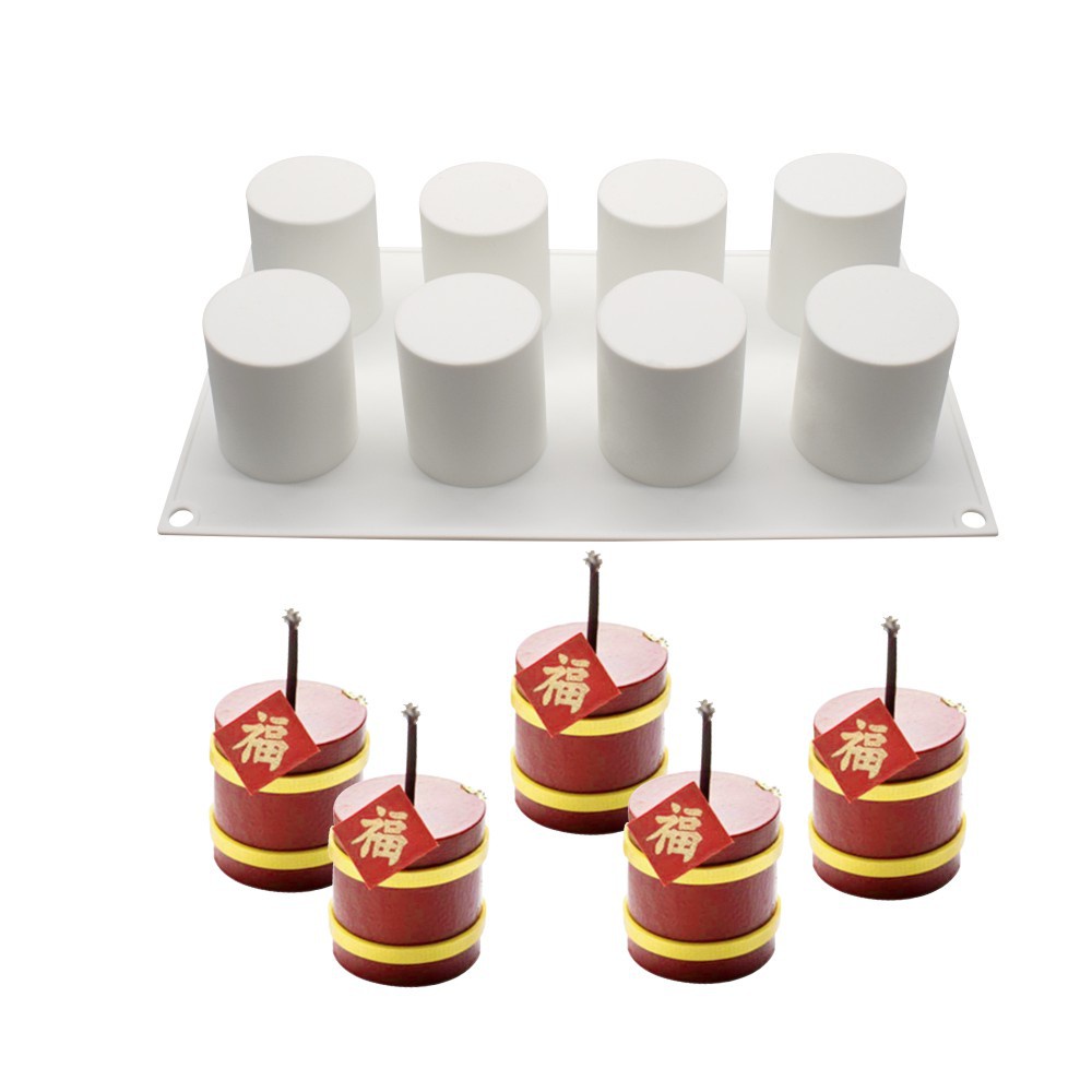 8腔高圓柱矽膠模具法式慕斯蛋糕模具圓柱蠟燭模具手工皂模具diy烘焙模具