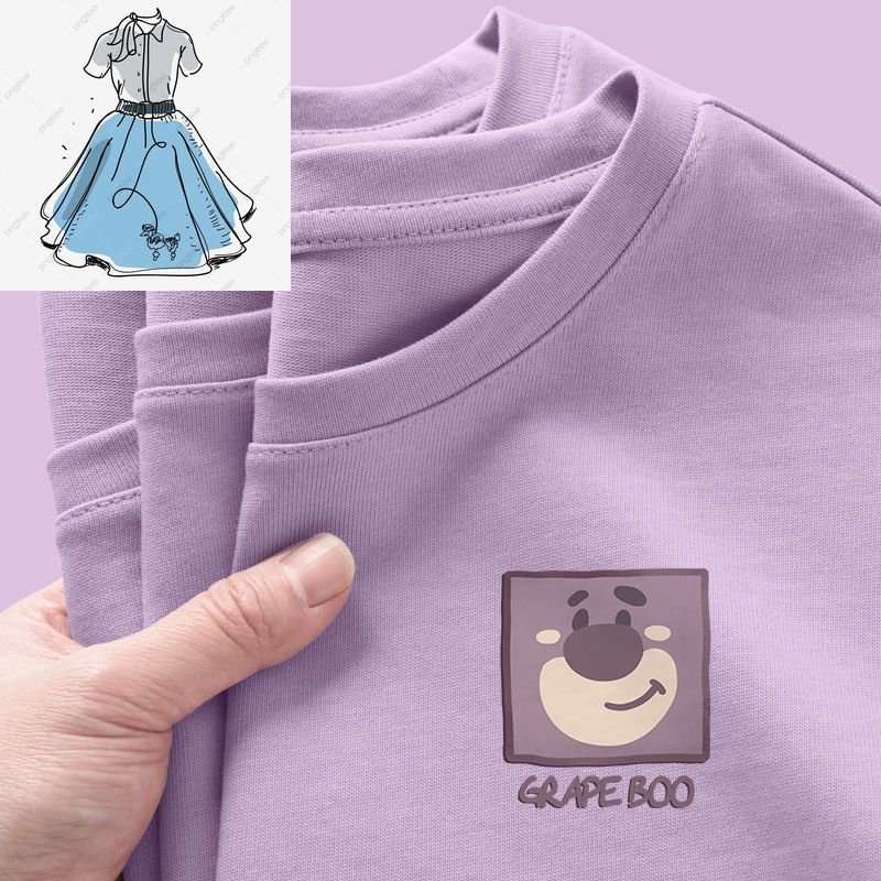 【Basy】真維斯短袖女t恤小個子2023年新款夏季純棉女裝寬鬆紫色體恤上衣熊抱哥T恤Lots-o'-Huggin' B