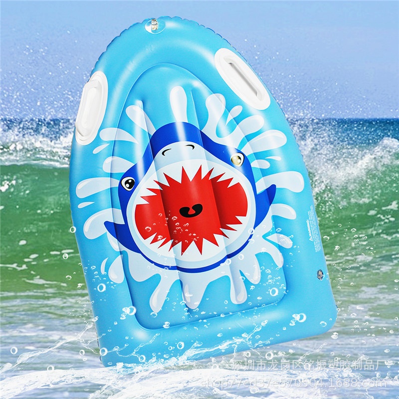 沙灘站立式鯊魚衝浪滑板浮排滑水道浮板，新款水上兒童充氣衝浪板