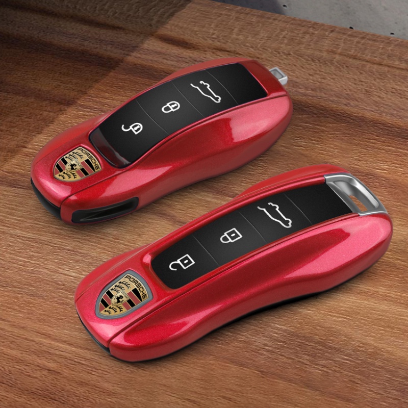 【現貨】保時捷彩色鑰匙殼 專用卡宴 718 Macan 帕拉梅拉 Taycan 911 鑰匙改裝 時尚創意素色鑰匙套