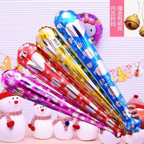 【現貨】生日派對玩具鋁膜鋁箔氣球含鈴鐺手持棒運動會助威棒氣球打擊棒充氣加油棒棒球棒