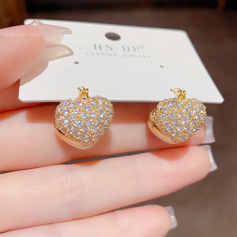 時尚精緻甜美氣質鋯石珍珠雙面耳扣輕奢耳環