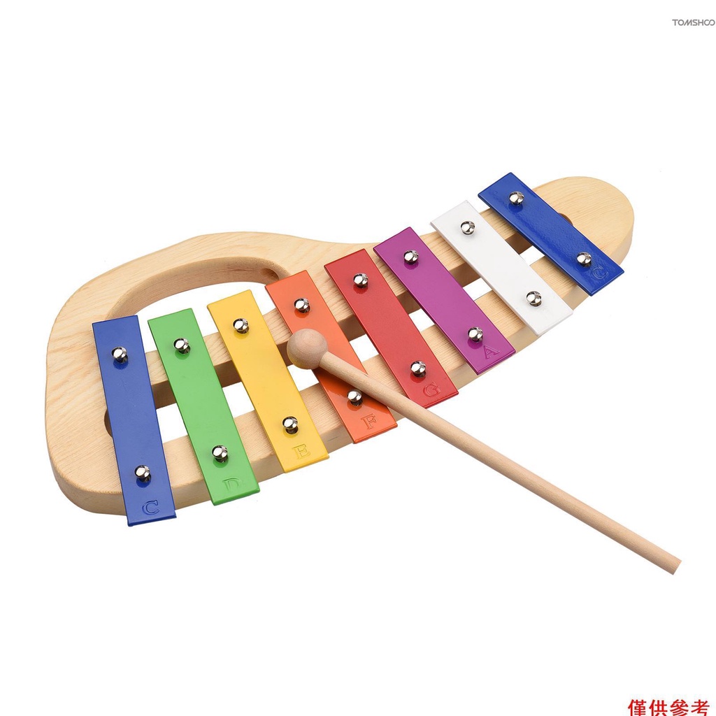 木松木琴 8 音符鍾琴 3 毫米彩色鋁板帶手柄木槌棒精緻打擊樂幼兒兒童樂器 [16][新到貨]