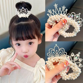 公主皇冠兒童女孩髮帶飾品飾品韓國可愛甜美時尚戒指球珍珠髮帶繩子