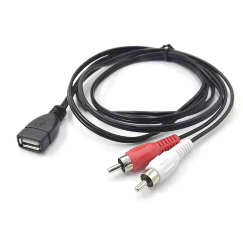 1.5m/5 Ft USB 2.0 A 母插座轉 2 RCA 公插頭連接器音頻視頻延長線適配器