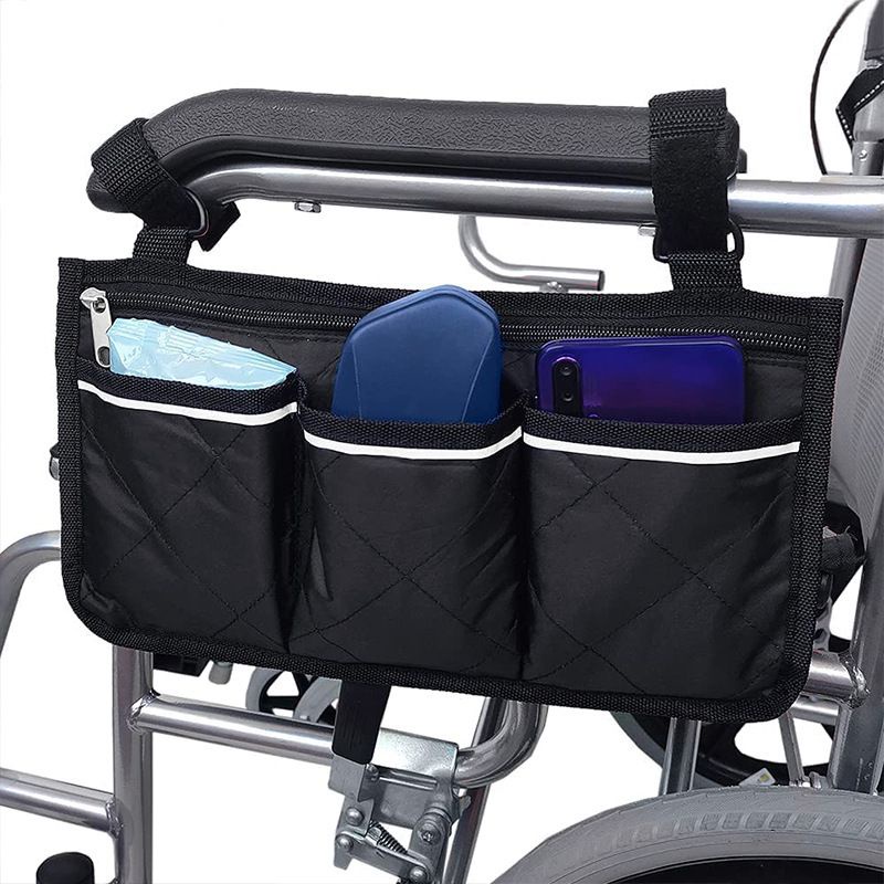 🔥熱賣🔥助行器輪椅車扶手側邊收納袋懸掛式輪椅車用收納掛袋儲物袋
