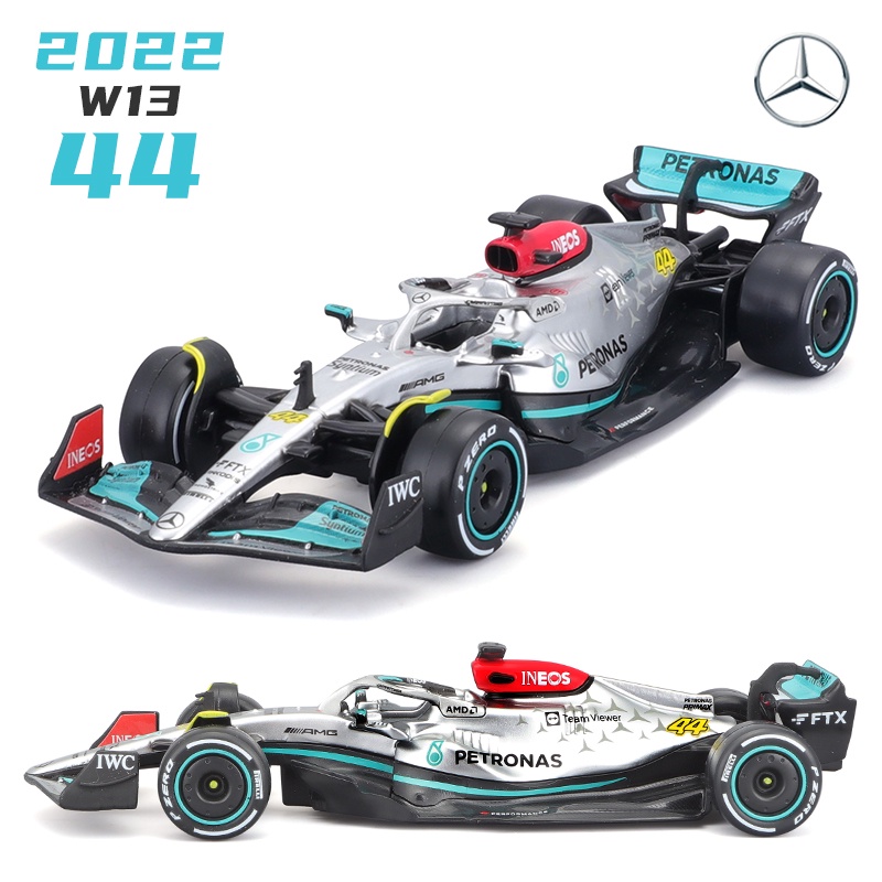 Bburago 1:43 2022 F1 Mercedes-AMG W13 44 Hamilton 63 Russell
