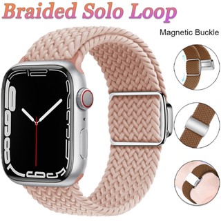 磁扣編織蘋果手錶帶相容 apple Watch S8ultra 7 6 5 4 3彈性單環49/45/44/42/41