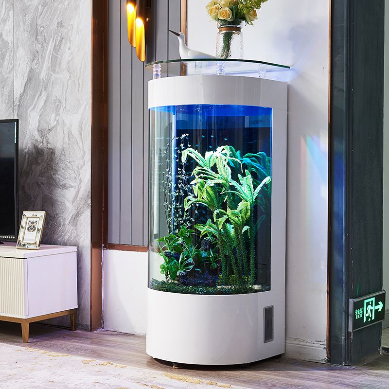 ✨輕奢歐式半圓魚缸 客廳小型家用 半圓形落地玻璃金魚缸 生態免換水