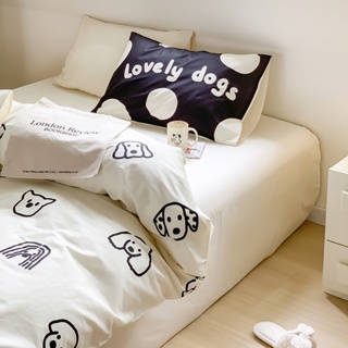 設計師小眾款可愛的狗狗純棉床包組 全棉四件組 優質精梳棉床包被套組 吸溼透氣 單人三件組/雙人床包/加大雙人床包組