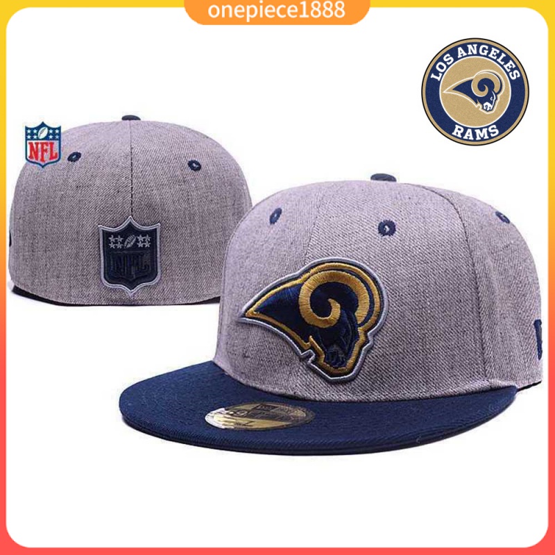 全封帽 灰款 洛杉磯公羊 Los Angeles Rams NFL 橄欖球帽 中性 刺繡 嘻哈帽 Hip Hop