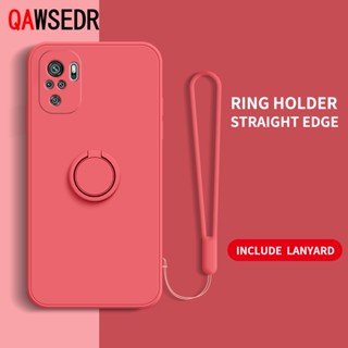 Redmi Note 10 10s Pro 直邊液態矽膠精密相機蓋外殼軟手機套帶支架掛繩的環形支架保護套