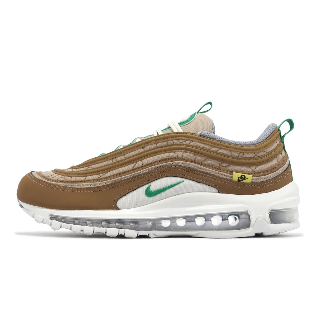 Nike 休閒鞋 Air Max 97 SE 咖啡 白 綠 氣墊 小蝸牛 男鞋 反光 【ACS】 DV2621-200