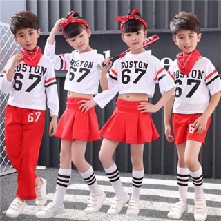 兒童啦啦隊服爵士舞啦啦隊運動表演服幼兒園嘻哈男女童嘻哈服