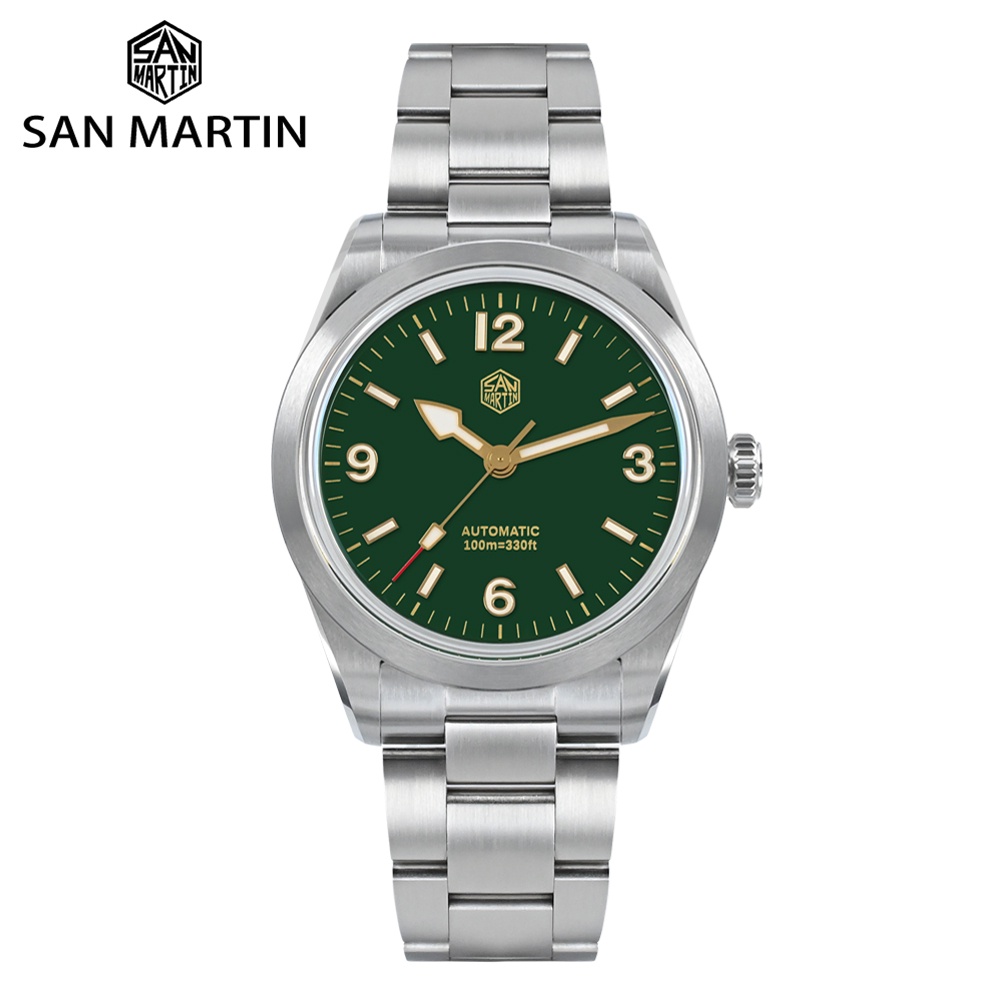 San Martin SN0107-G4 全新 38 毫米復古琺瑯錶盤 NH35 男士運動手錶探索攀岩系列自動機械藍寶石