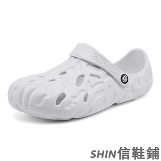 休閒男士大尺碼洞洞鞋 潮男涼鞋 時尚男款布希鞋 止滑耐磨 夏季沙灘鞋 厚底涼鞋 久站拖鞋 室內拖鞋 舒適柔軟