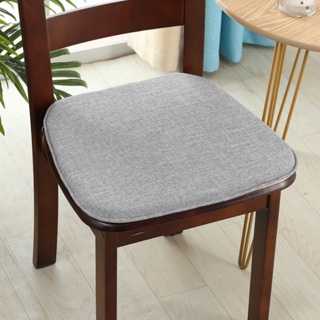 簡約日式亞麻椅子坐墊馬蹄形棉麻餐椅墊加厚可拆洗防滑簡約日式實木椅子墊 V0PE