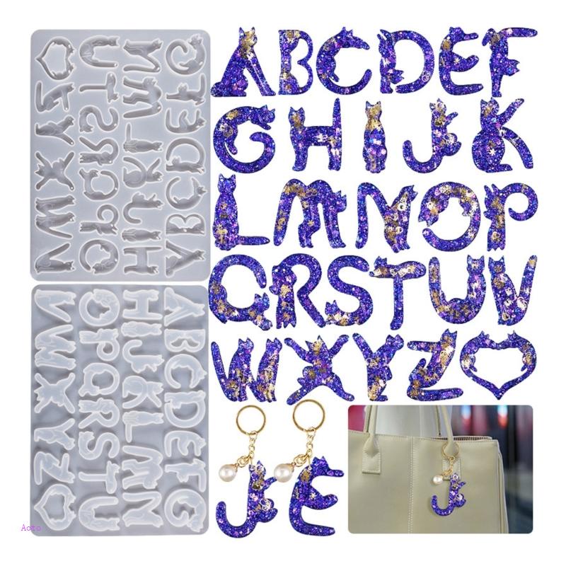 Aoto透明矽膠模具乾花樹脂裝飾工藝diy貓形字母模具珠寶環氧樹脂模具