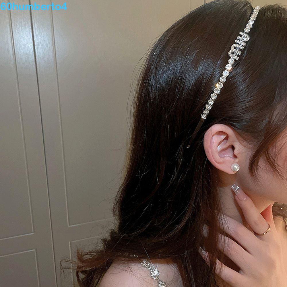HUMBERTO Miu字母髮箍簡單時尚甜頭飾鑽石髮帶女性女性髮夾