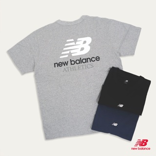 New Balance 短袖上衣 基本款 短T 男女款 微寬鬆 棉質 T恤 灰 黑 深藍 任選【ACS】