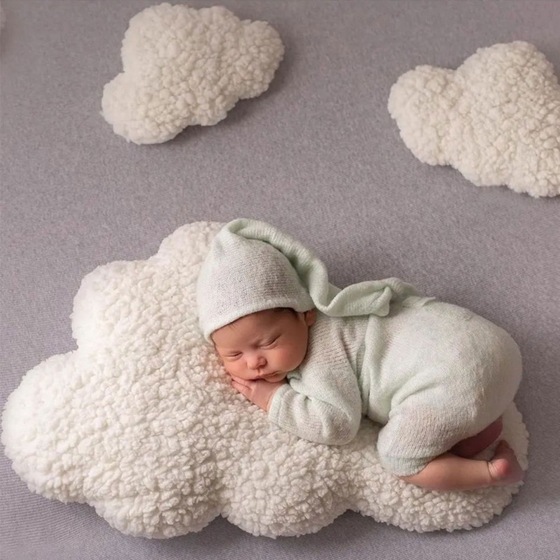 一些新生兒攝影道具雲形擺墊嬰兒拍照道具背景姿勢枕頭 3 件套嬰兒淋浴