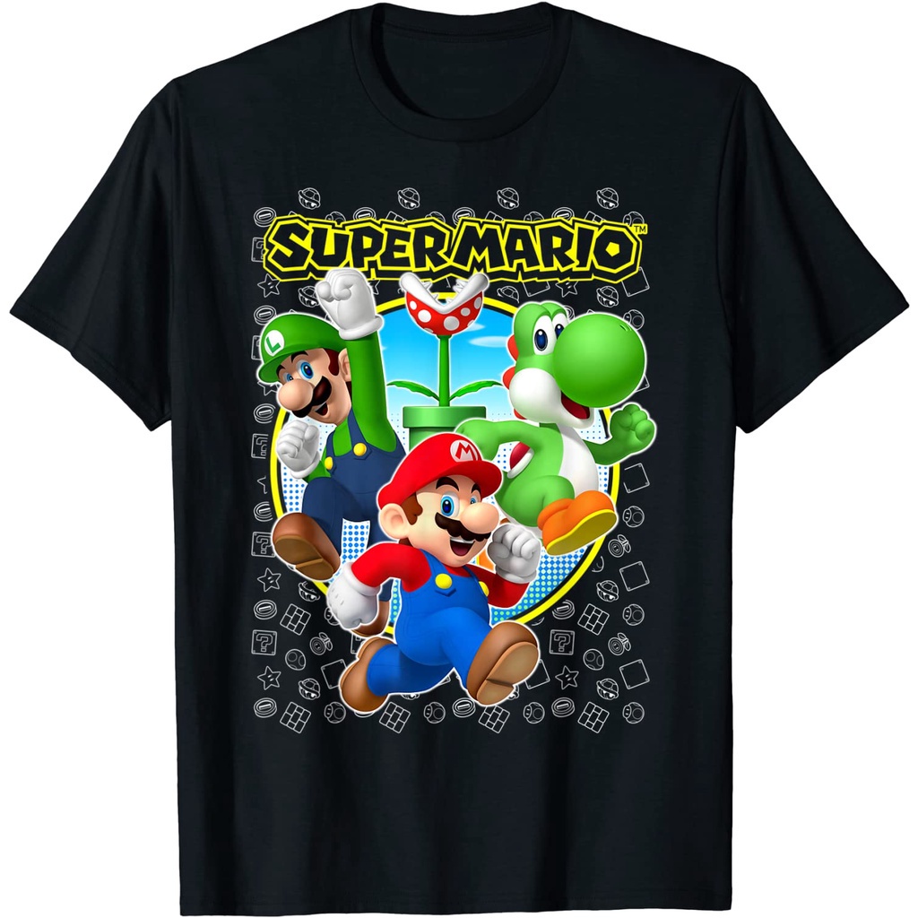 熱門商品!!家庭 T 恤情侶 T 恤成人衣服任天堂超級馬里奧 Luigi Yoshi Circle Jump T 恤上衣