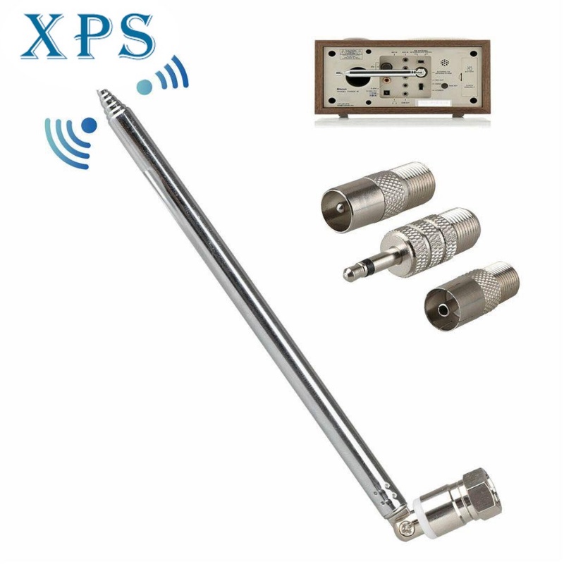 Xps 伸縮天線 FM 75 歐姆天線波 5V 10W 帶電視/3.5 適配器 F 型收音機 86-106MHz