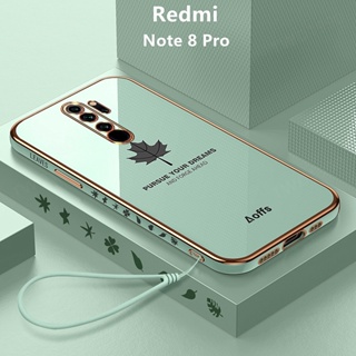 外殼 Redmi Note 8 Pro 手機殼楓葉電鍍保護套軟 TPU 手機殼 Redmi Note 8 Pro