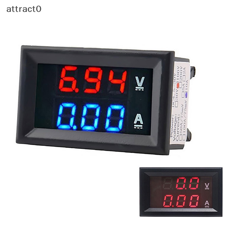 Attact DC 0-100V 10A 數字電壓表電流表安培電壓表 0.28" 紅藍led TW