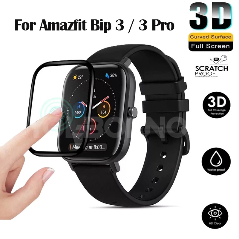 適用於Amazfit Bip 3/3 pro屏幕保護殼3D彎曲全邊 米動bip 3 智能手錶軟保護膜