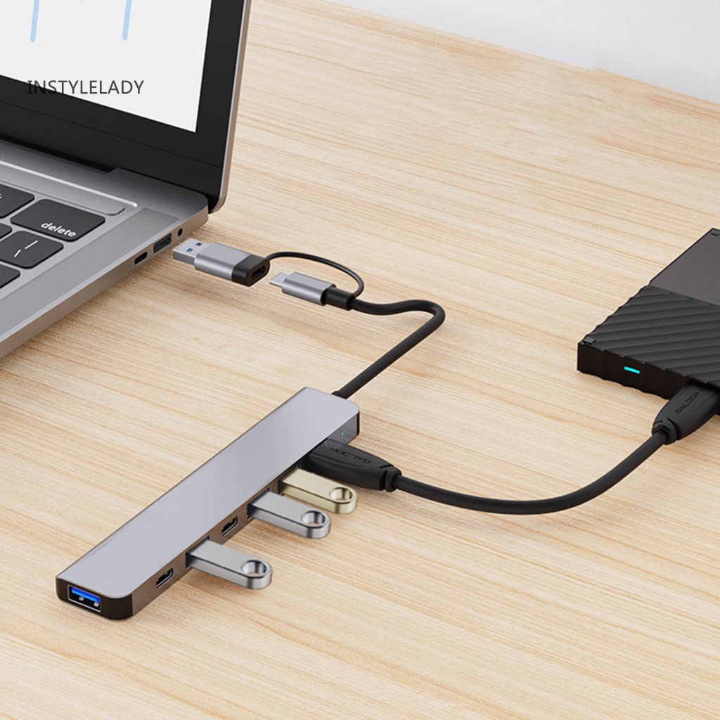 Instylelady 高效散熱 USB 集線器超薄便攜式數據集線器即插即用適用於華為/適用於 Macbook