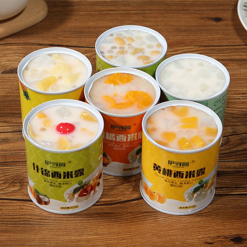 ✨挑吃兔✨酸奶水果罐頭 新鮮橘子 黃桃 西米露6罐混合裝整箱休閒零食什錦菠蘿