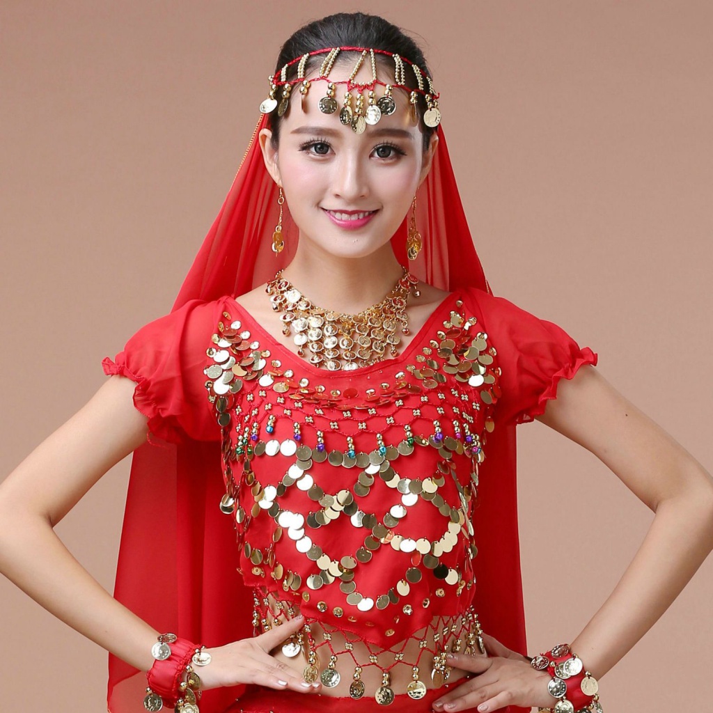 肚皮舞服裝印度舞蹈錶演出練習服衣服新疆舞民族舞蹈新款短袖上衣