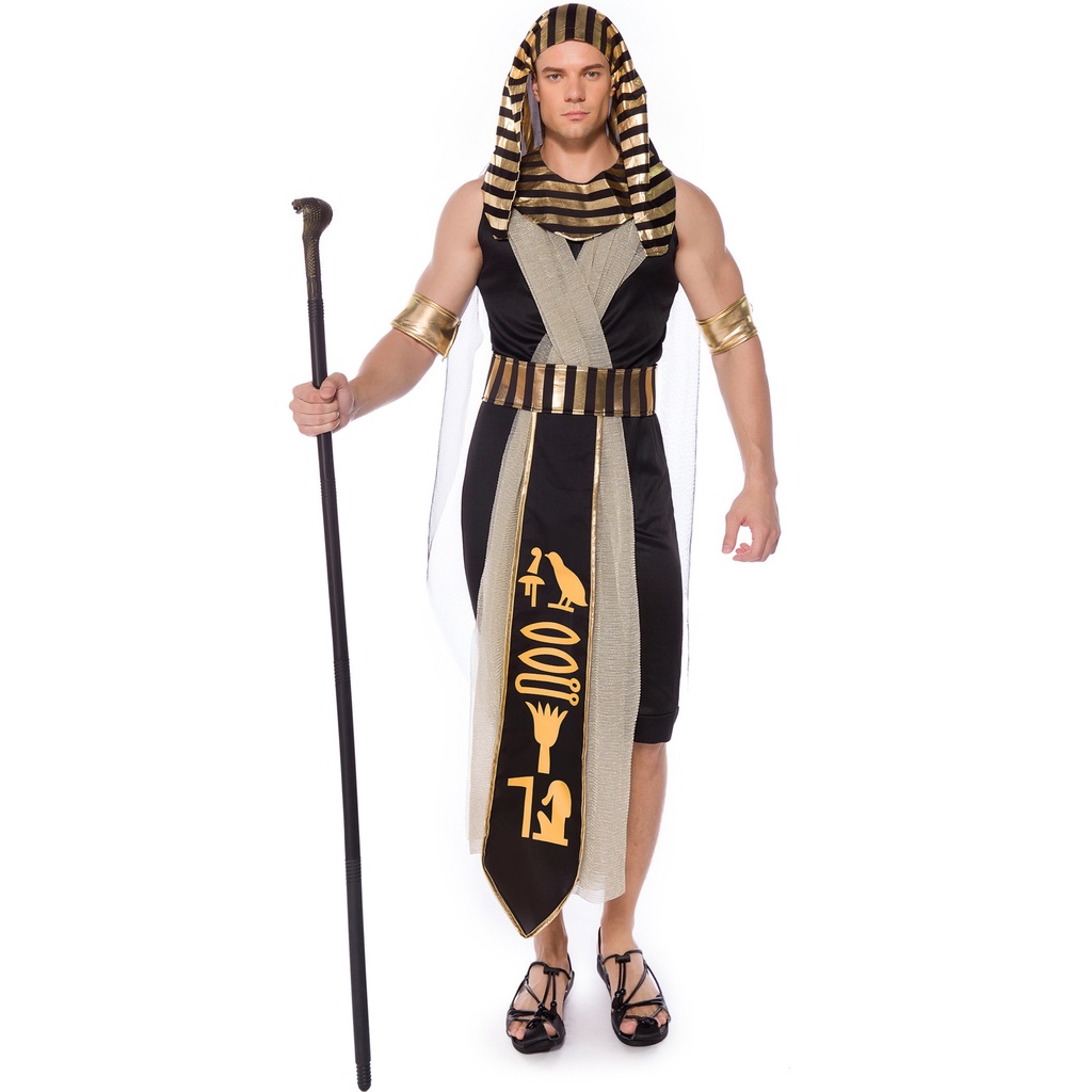 台灣出貨M~XL 大碼 新款 男士埃及法老服飾 角色扮演國王舞台裝萬聖節服裝