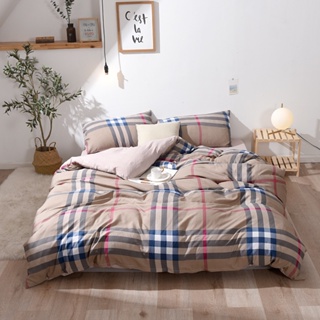 日式床包 無印風 水洗棉 四件組 良品 格子 磨毛 床單 被罩 宿舍 三件組 床上用品 雙人 加大 純棉