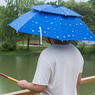 2層太陽和雨傘帽釣魚野餐2層頭傘
