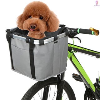 【易途】可摺疊腳踏車籃花卉印花小寵物貓狗背袋可拆卸腳踏車車把前籃單車前袋手提包