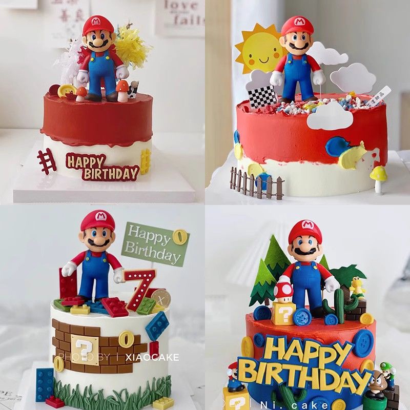 Switch Mario 超級瑪利歐 蛋糕裝飾擺件 卡通兒童生日烘焙配件 diy插件