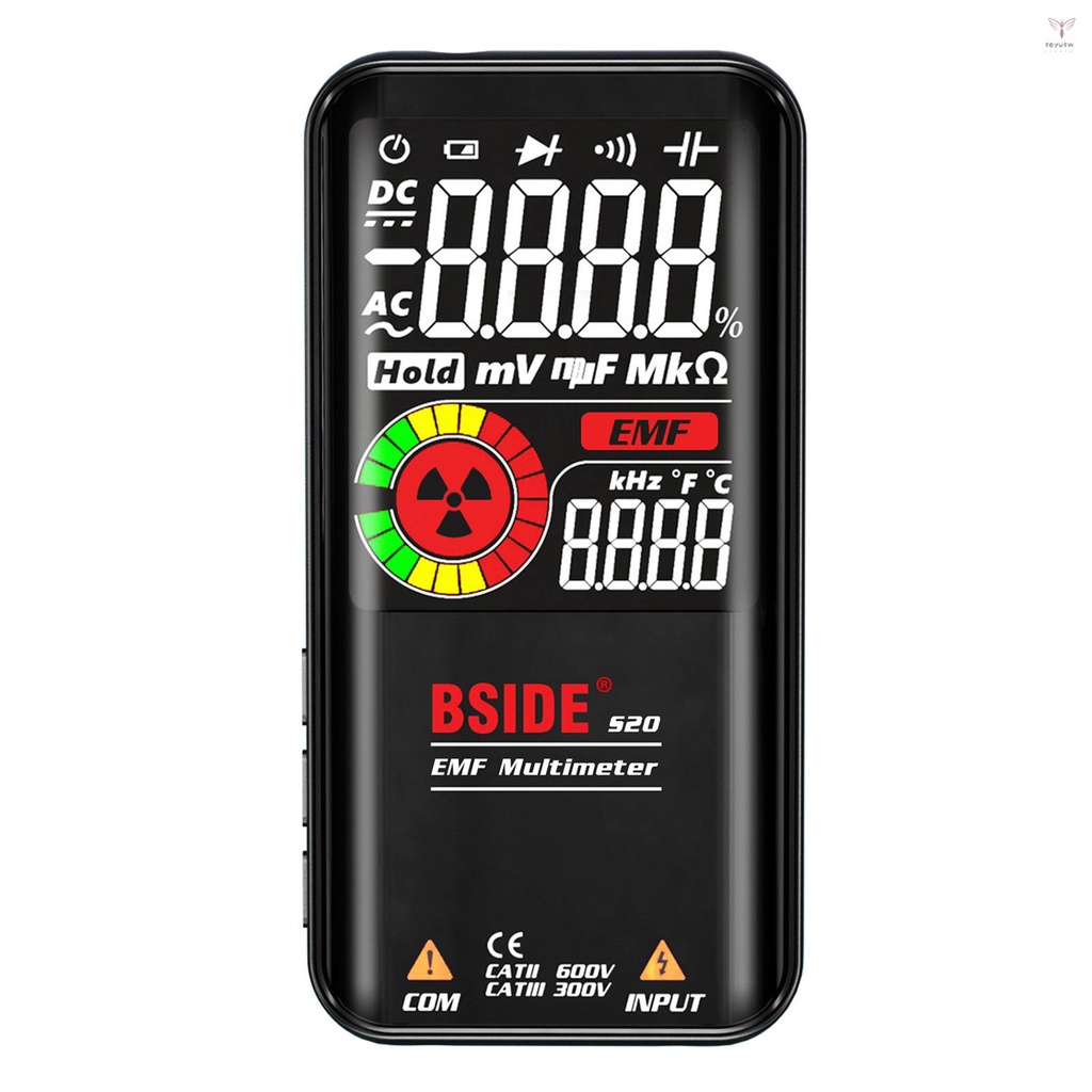 Bside S20智能EMF萬用表電磁輻射探測器3.5英寸彩色顯示屏9999計數自動量程可充電通用電錶輻射監測器交直流電