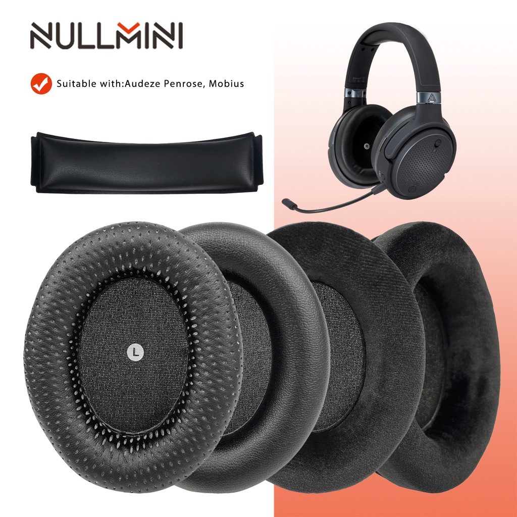 Nullmini 替換耳墊適用於 Audeze Penrose、Mobius 耳機天鵝絨耳罩耳罩墊耳機頭帶頭梁